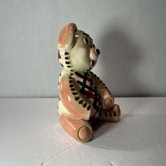 Vintage Patchwork Dog Figurine Hand Painted Ceramic 1950s 1960s Folk Art - Picture 2 of 14